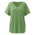 thumbnail image 5 of TXGREN t shirts for women Short Sleeves V Neck Plain Color Soft Loose Fitting Summer T Shirts Women women's t-shirts Green+XXL, 5 of 6