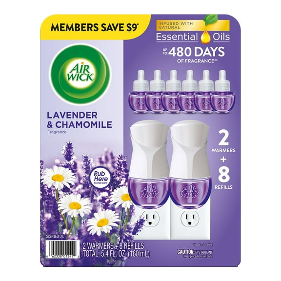 Air Wick Scented Oil Kit,  Lavender & Chamomile, 2 warmers + 8 refills