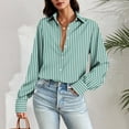 thumbnail image 3 of Yanlir Blouse Décontractée pour Femmes Col à Revers Boutonnée Manches Longues Couleur Unie T-Shirt Hauts Confortables Mode Coupe Régulière Printemps Été Fête de Travail (Vert, TG), 3 of 7