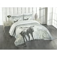 thumbnail image 3 of Ambesonne Antlers Quilted Bedspread Set 3 Pcs, Stag Silhouette Grunge, Queen Size, Grey Black, 3 of 5