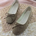 thumbnail image 2 of Womens Army Green Faux Suede Ballet Flats with Bow Slip On Loafers Comfortable Casual Work Shoes,Size 7.5, 2 of 6