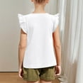 thumbnail image 4 of Gamivast Placed My Account Recently Girls Shirts Ruffle Short Sleeve Summer Cute Casual Crewneck Tops Blouse Tee Plain Solid Kids Casual Clothes White Recent i have Placed, 4 of 8
