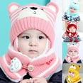 thumbnail image 3 of Yesbay Unisex Winter Baby Bear Stripe Knit Hat Cap Scarf Earmuff Warm Set-Grey, 3 of 8