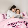 thumbnail image 5 of Catabedysis Bows Letter Print 7-Piece King Bedding,Cheetah Monogrammed B King Bed in a Bag,Pink Reversible For Girls, 5 of 7
