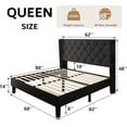 thumbnail image 2 of iPormis Queen Size Bed Frame with Diamond Button Tufted Wingback Headboard, Upholstered Platform Bed Frame with Strong Wood Slat Support, No Box Spring Needed,Black, 2 of 8