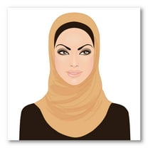 Designart ' Portrait of Muslim Girl In Traditional Hijab ' Modern Canvas Wall Art Print