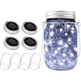 thumbnail image 1 of Paquete de 4 frascos de vidrio con luces LED solares y colgadores para bodas, fiestas y jardines (frascos no incluidos), 1 of 5