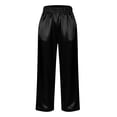 thumbnail image 4 of Womens Satin Pants Wide Leg Ankle Pants Comfy Silky Flowy Elastic Waisted Dressy Cropped Trousers for Office Wear, 4 of 6