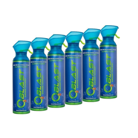 O2 Blast“ Pure Oxygen for Energy, Recovery & Performance - 10-Liter Can with Custom Breathing Mask, Pack of 6