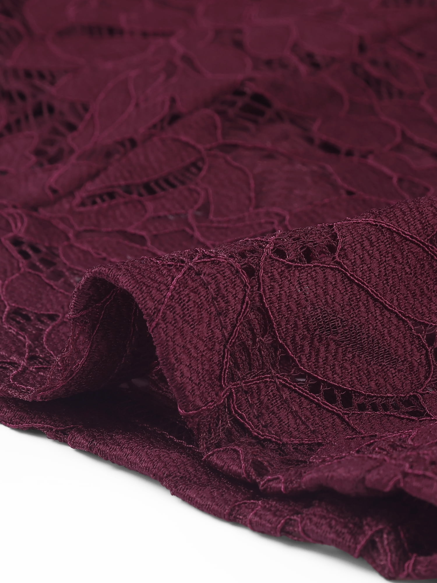 DARING DIVA Women's Fishtail Sheath Open Front Shrugs 2pc Lace Dress XS Burgundy
