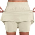 thumbnail image 3 of ClodeEU Women's Shirred Elastic Waist Skort ,Casual Athletic Skirt Shorts for Summer Khaki,Womens Plus L, 3 of 7