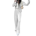 thumbnail image 1 of VISgogo Traje de Pijama de Dos Piezas para Mujer, Tops de Manga Larga con Botones y Cuello Vuelto de Color Sólido + Pantalones Largos con Cintura Elástica VISgogo moda, 1 of 9