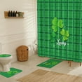 thumbnail image 7 of 4 Pcs St. Patrick's Bathroom Shower Curtain Set,Shamrock Lucky Bathroom Curtain with 12 Hooks, Non Slip Bathroom Rugs, Toilet Lid Cover, U Toilet Mat for Irish Party Bathroom Decoration, 7 of 7