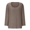 thumbnail image 3 of FNFHFY Women Loose Shirt Long Sleeve Scoop Neck Shirts Dropped Shoulder Sweatshirt Elastic Textured Pullover Tops, 3 of 6