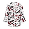 thumbnail image 3 of Hfnxid Women's Open Front Cropped Cardigan Lace 3/4 Sleeve Shawls Tops Lightweight Floral Printed Kimono Cardigans, 3 of 5
