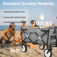 thumbnail image 4 of YRLLENSDAN Folding Wagon with Wheels Foldable Wagon Grocery Wagon Outdoor Wagon Cart Portable Wagon Utility Wagon for Camping Beach Sports Wagon,Gray, 4 of 8