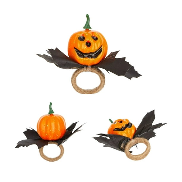 Mesa de Halloween: anillos decorativos para servilletas con forma de calabaza para cenas festivas, ideales tanto para niños como para adultos