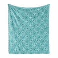 thumbnail image 1 of Boho Soft Flannel Fleece Throw Blanket, Continuous Abstract Pattern with Modern Mandala Effect Monochrome, Cozy Plush for Indoor and Outdoor Use, 60" x 80", Dark Seafoam and White, by Ambesonne, 1 of 5