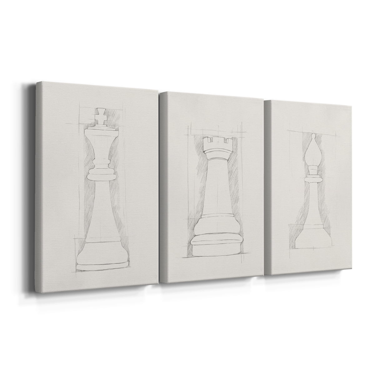 Chess Set Sketch II Premium Gallery Wrapped Canvas - Ready to Hang - 8 x 12 Each