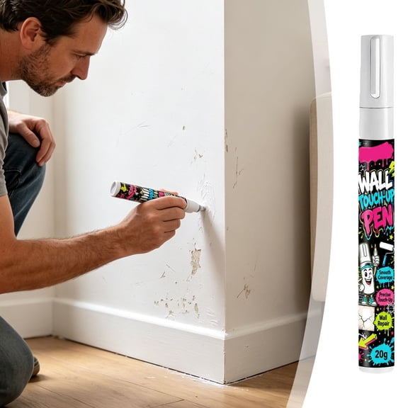 Kuokaa White Wall Touch Up Paint Pen, Portable Repair Marker for Covering Small Scuffs, Scratches, Stains and Chips on Interior Walls in Bedrooms, Living Rooms, Hallways and Entryways, 20g