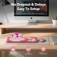 thumbnail image 2 of Wireless Keyboard and Mouse Combo, Hot Pink Typewriter Style Round Keycaps, Full Size Keyboard with Phone Tablet Holder, 2.4GHz USB for Windows PC Laptop, 2 of 5