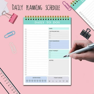 Hadley Designs Undated Daily Planner - Spiral Notebook With Hourly Schedule, To-Do Lists, Notes, Stickers, 5.8 X 8.3 Inches, Pink