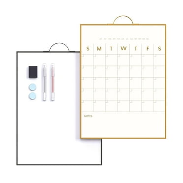TOWON 2-Pack Magnetic Dry Erase White Board - 12"x16" Portable Gold & Black Aluminum Frame Calendar Monthly Weekly Whiteboard   TODO Board