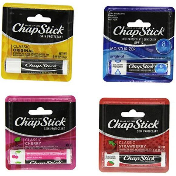 Chap Stick Baume à Lèvres Variété Pack Saveurs Assorties Original, Fraise, Hydratant, Cerise (Pack de 13)