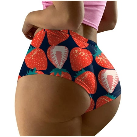 Blphud Panty Set Casual Womens Bikini Underwear Women s Fashion Sexy High Wais Underwear Printed Seamless Breathable Underwear Sexy Briefs Panties Seamless Underwear Red L