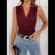 thumbnail image 5 of Body de Encaje Transparente para Mujer, Sin Mangas, con Escote en V Profundo Vino Tinto XL, 5 of 7