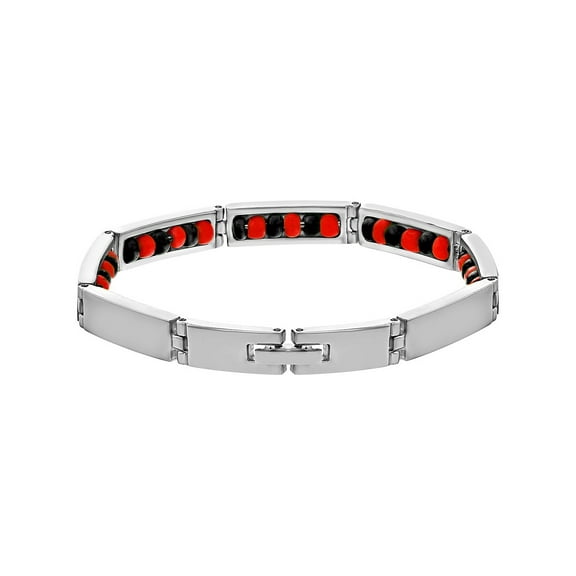 Stainless Steel Evil Eye Protection Link Wristband Inside Beaded Elegua Bracelet