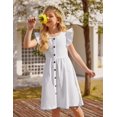 thumbnail image 2 of Oudiya Girls Summer Sundress Flutter Sleeve A-Line Button Down Casual Midi Girls Dresses,White,7-8Y, 2 of 7