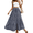 Navy Blue, variant on Women's Romantic Floral Print Maxi Skirt Elastic Waistband A-Line Long Skirt S-2XL