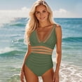 thumbnail image 3 of RUTAYY Women's One Piece Swimsuits Solid Color Bikini Shirred Tank Breathable Comfortable Vintage Athletic Swimwear, 3 of 4