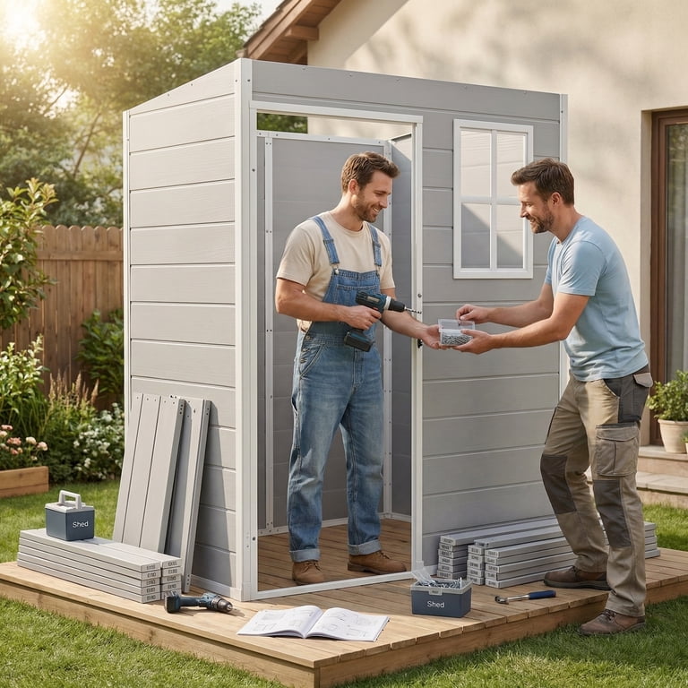 Lofka Resin Outdoor Storage Shed, 5'x3' Patio Tools Storage, Eco