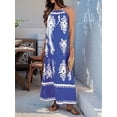 thumbnail image 4 of Summer Dress for Women 2025 Floral Sundress Spaghetti Strap Flowy Beach Vacation Boho Maxi Dresses Blue M, 4 of 7