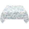 thumbnail image 3 of Light Blue Floral Tablecloth Square 60x60 Inch Chinoiserie Vintage Flower Table Cloth,Stain Resistance Polyester Spring Summer Seasonal Small Table Covers for Kitchen Dining Party Picnic, 3 of 7