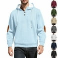 thumbnail image 2 of ZCFZJW Fall Hoodie Tops for Men Lightweight Casual Waffle Knit 1/4 Button up Long Sleeve Drawstring Hooded Pullover Sweatshirts Loose Regular Fit Comfy Athletic T-Shirts with Pockets Black M, 2 of 6