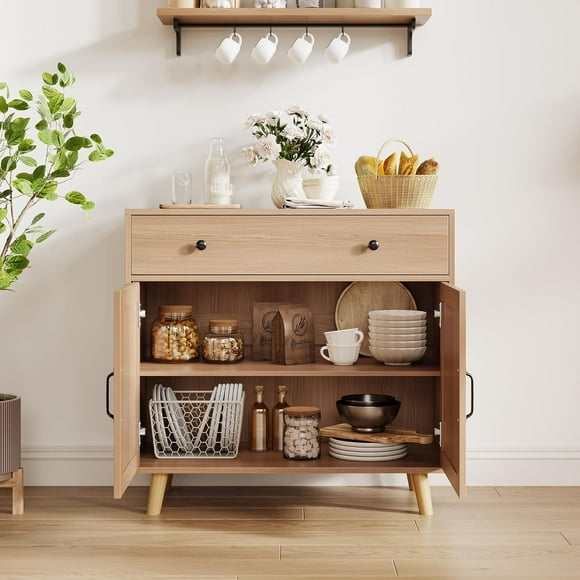 Sideboard Buffet Cabinet, Accent Cabinet with Storage, Console Coffee Bar Table with Drawer & Doors, Wood Sideboard Credenza Console Table for Living Room, Kitchen, Dining Room, Entryway