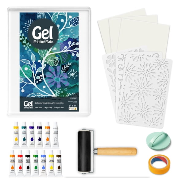 Kit de impresión con placa de gel INNOVAYOU, 13 colores, 12 plantillas