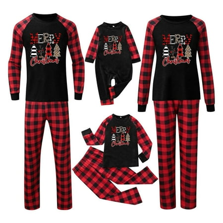 

YuYuBao Family Matching Christmas Pajamas Sets Merry Cartoon Printed Long Sleeve Family Clothes For Dad Mom Kids Baby