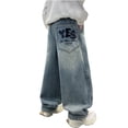 thumbnail image 2 of SOFTCCLO Boys Jeans Size 5-6Y Straight Wide Leg Denim Trousers Soft Playwear Spring Loose Casual School Daily Big Youth Kids Pants, 2 of 9