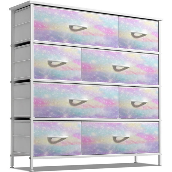 Sorbus Dresser w/ 8 Drawers Furniture Storage & Night Stand Table for Bedroom Tie-Dye Sparkle