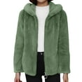 thumbnail image 2 of Homenesgenics Winter Jackets Plus Size ! Women's Thick Fleece Hooded Plush Jacket Long Sleeved Hoodied Casual Jackets Green L, 2 of 6