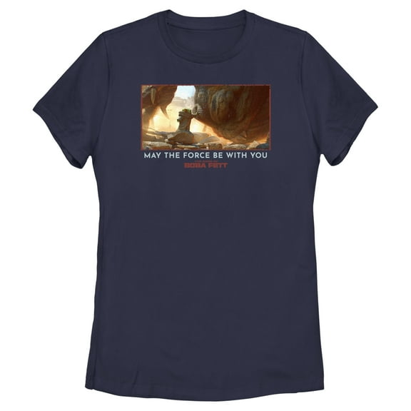Women's Star Wars: The Book of Boba Fett Grogu Taming the Rancor May the Force be With You  Graphic Tee Navy Blue X Large