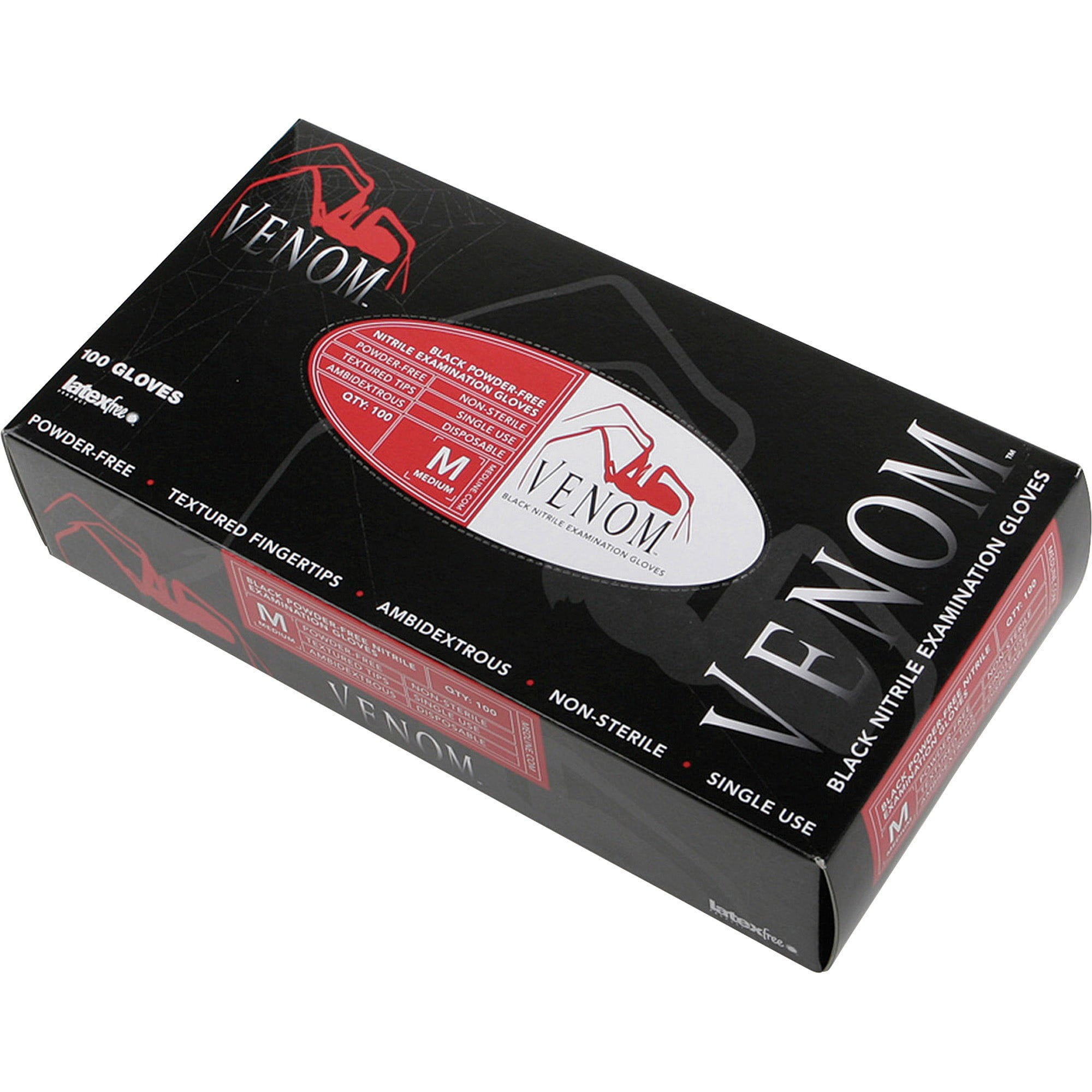 Medline Venom Nitrile Disposable Gloves, Black, 100 CT