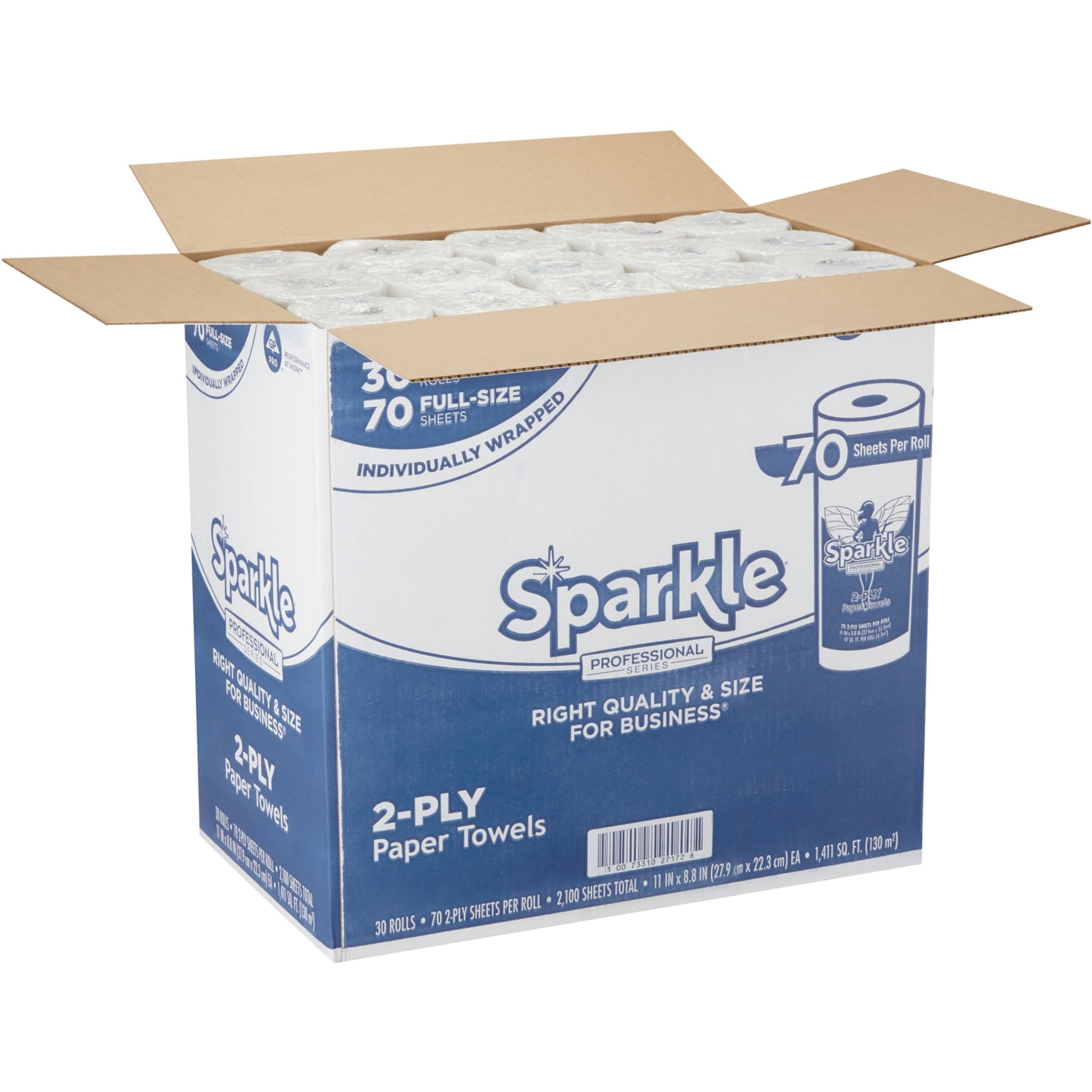 Georgia Pacific Sparkle ps Premium Perforated Paper Kitchen Towel Roll, 2-Ply, 11 x 8.8, White, 70 Sheets, 30 Rolls/Carton