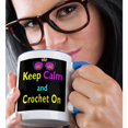 thumbnail image 2 of 3drose, Cmyk Keep Calm Parody Hipster Crown and Sunglasses Keep Calm and Crochet On, 11oz Two-tone Blue Mug, 2 of 6