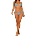 thumbnail image 2 of Women's Chain Linked Detail Textured Bikini Sets, 2 Pieces Tie Side Triangle Thong Bottom Swimsuit Bathing Suits X-Small Light Blue, 2 of 5