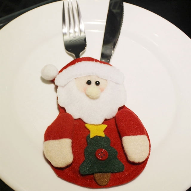 Decoraciones navideñas Decoraciones de mesa 3 piezas de fundas para cuchillos y tenedores de Navidad Decoraciones novedosas Lo mejor para Navidad